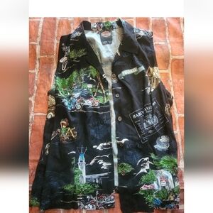 Harley Davidson Sleeveless Button Up Shirt Hawaii Sz Large Runs Like Medium Imo